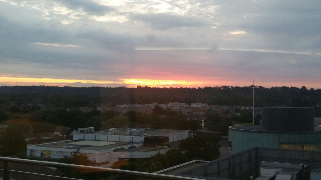 Sunrise at the office: Views across Berkshire at any time of day or night were not uncommon in the months following the attack.